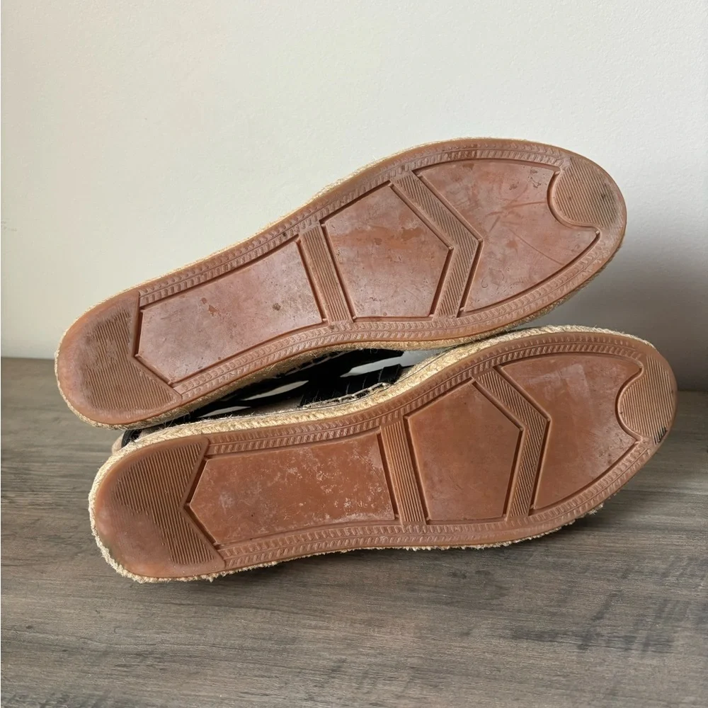 Rebecca‎ Minkoff Gabriel Espadrille Platform Black Leather Sandal 8.5